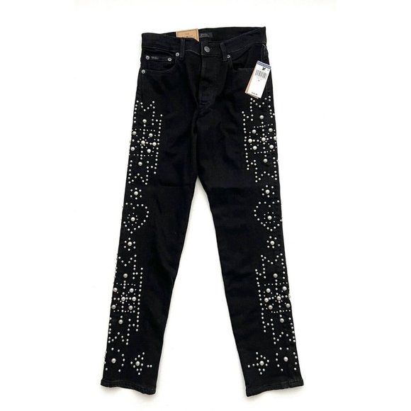 Polo Ralph Lauren Studded The Callen Embellished Jeans Black - Picture 5 of 7